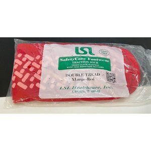 1 Pair LSL Safety Care Footwear Traction  Red Non Slip Adult Socks XL Latex Free